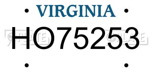 HO75253 Virginia License Plate