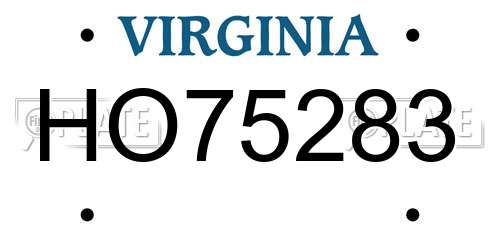 HO75283 Virginia License Plate