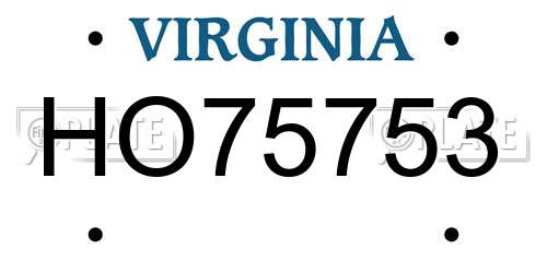 HO75753 Virginia License Plate