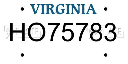 HO75783 Virginia License Plate