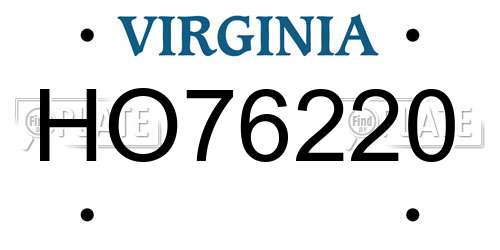 HO76220 Virginia License Plate