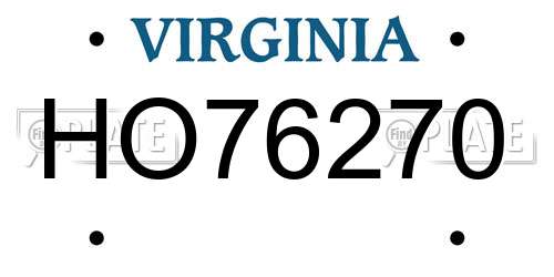 HO76270 Virginia License Plate