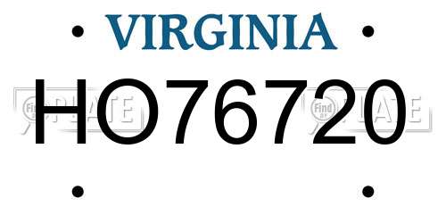 HO76720 Virginia License Plate