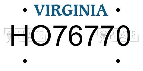 HO76770 Virginia License Plate