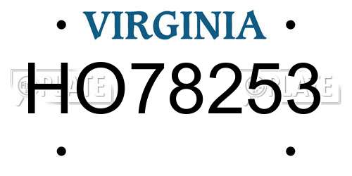 HO78253 Virginia License Plate