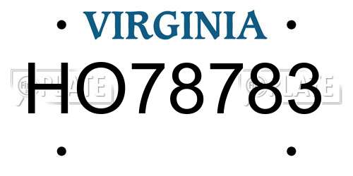 HO78783 Virginia License Plate