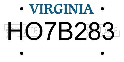HO7B283 Virginia License Plate