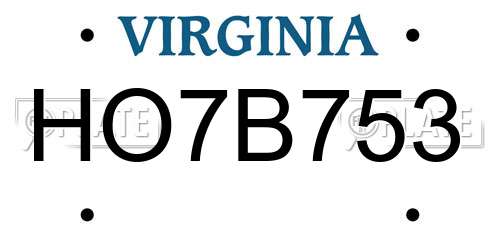 HO7B753 Virginia License Plate