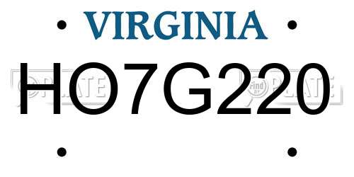 HO7G220 Virginia License Plate