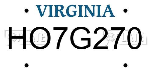 HO7G270 Virginia License Plate