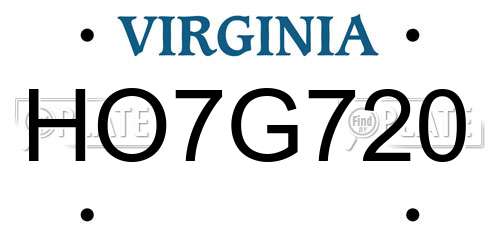 HO7G720 Virginia License Plate