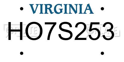 HO7S253 Virginia License Plate