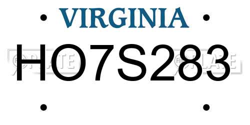 HO7S283 Virginia License Plate