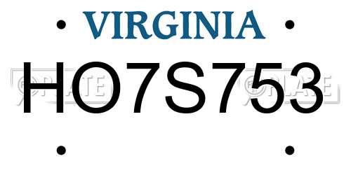 HO7S753 Virginia License Plate