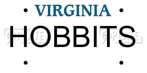 HOBBITS Virginia License Plate