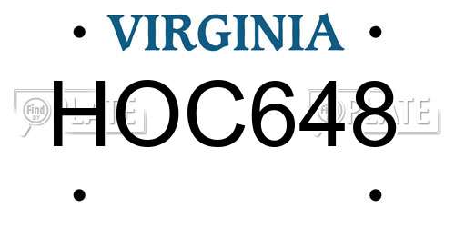 HOC648 Virginia License Plate
