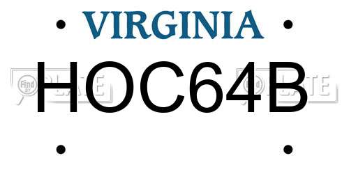HOC64B Virginia License Plate