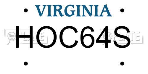 HOC64S Virginia License Plate
