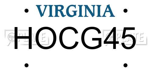 HOCG45 Virginia License Plate