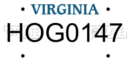 HOG0147 Virginia License Plate