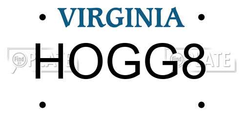 HOGG8 Virginia License Plate