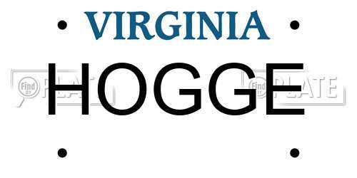 HOGGE Virginia License Plate