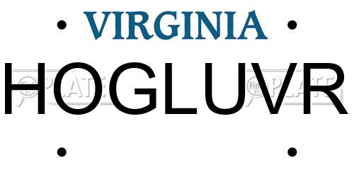 HOGLUVR Virginia License Plate