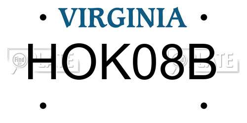HOK08B Virginia License Plate