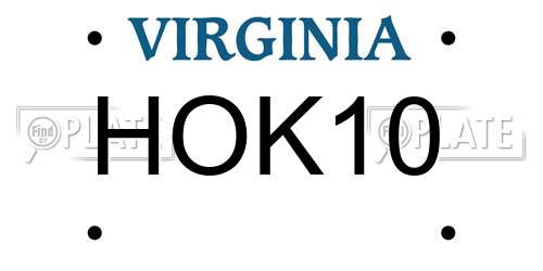 HOK10 Virginia License Plate
