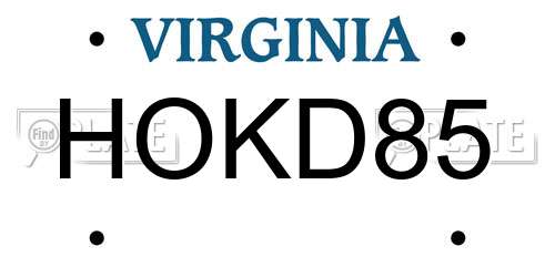 HOKD85 Virginia License Plate
