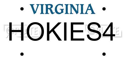 HOKIES4 Virginia License Plate