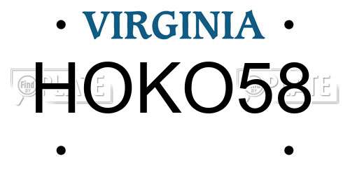HOKO58 Virginia License Plate
