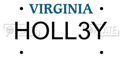 HOLL3Y Virginia License Plate