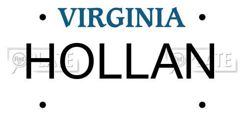 HOLLAN Virginia License Plate