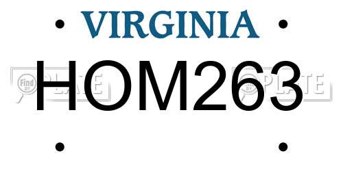 HOM263 Virginia License Plate