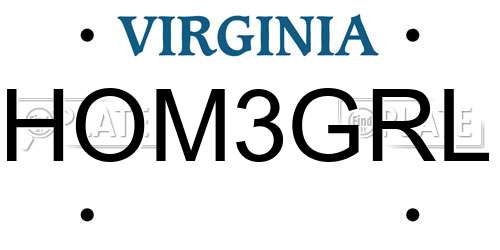 HOM3GRL Virginia License Plate