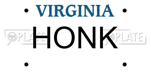 HONK Virginia License Plate