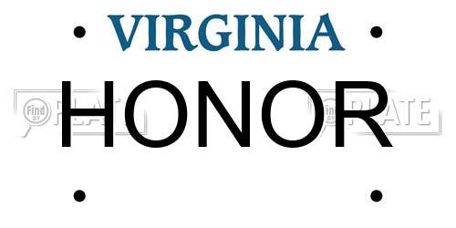 HONOR Virginia License Plate