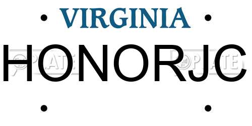 HONORJC Virginia License Plate