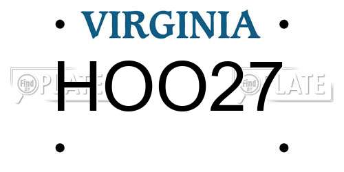 HOO27 Virginia License Plate