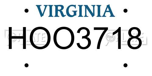 HOO3718 Virginia License Plate