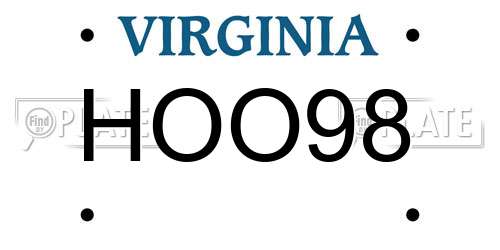 HOO98 Virginia License Plate