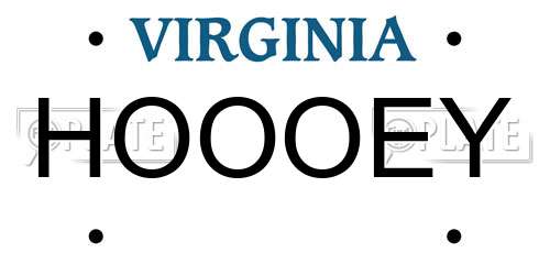 HOOOEY Virginia License Plate