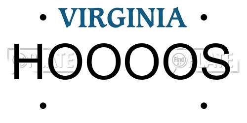 HOOOOS Virginia License Plate
