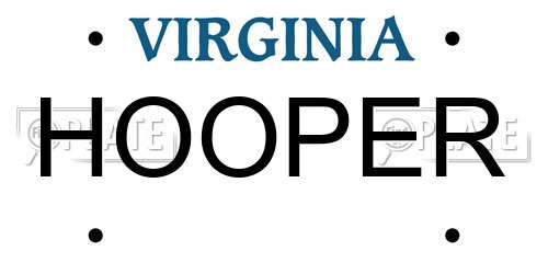 HOOPER Virginia License Plate