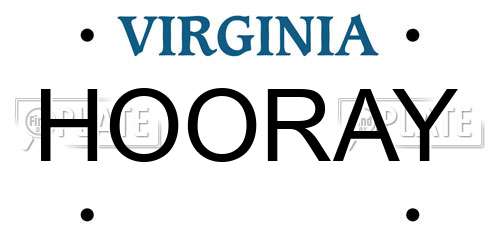 HOORAY Virginia License Plate
