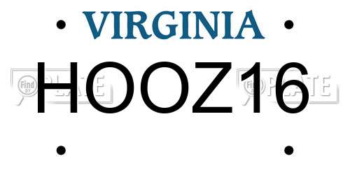 HOOZ16 Virginia License Plate