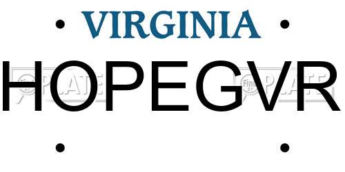 HOPEGVR Virginia License Plate