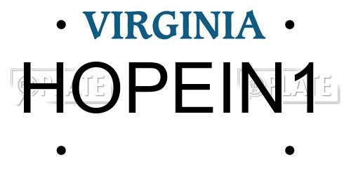 HOPEIN1 Virginia License Plate