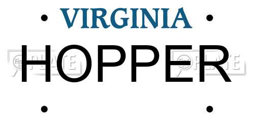 HOPPER Virginia License Plate